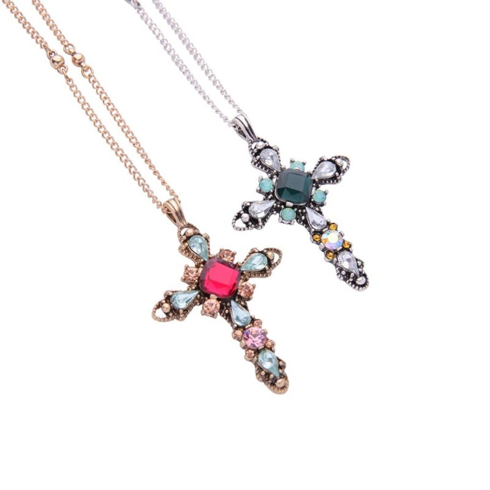 Gorgeous Vintage CZ Cross Necklace